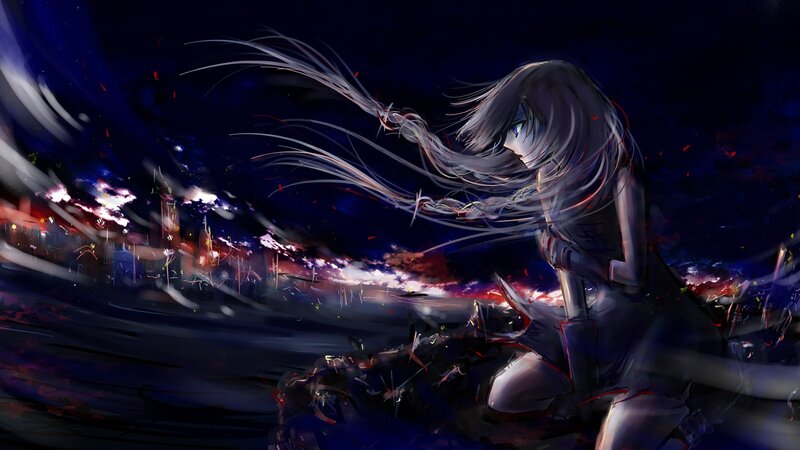 anime girl in a storm