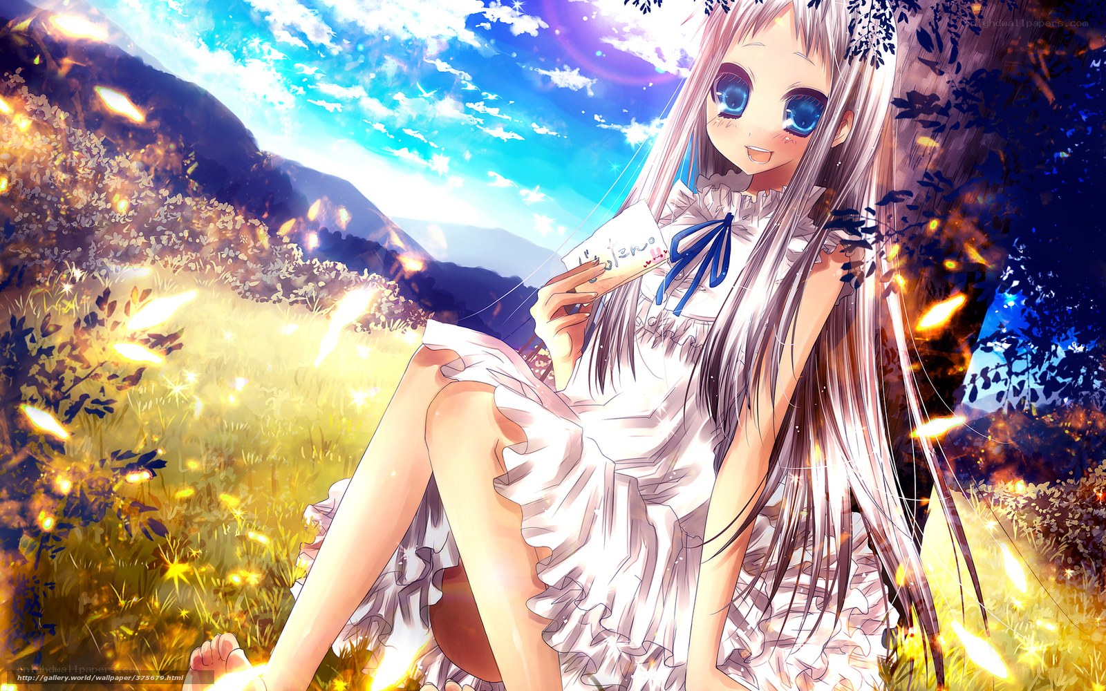 Anime girl in a sunlit field