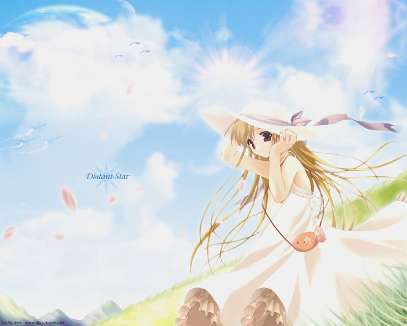 Anime girl in a sunny field