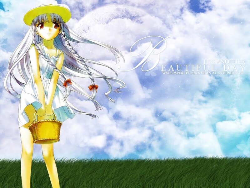 Anime girl in a sunny field