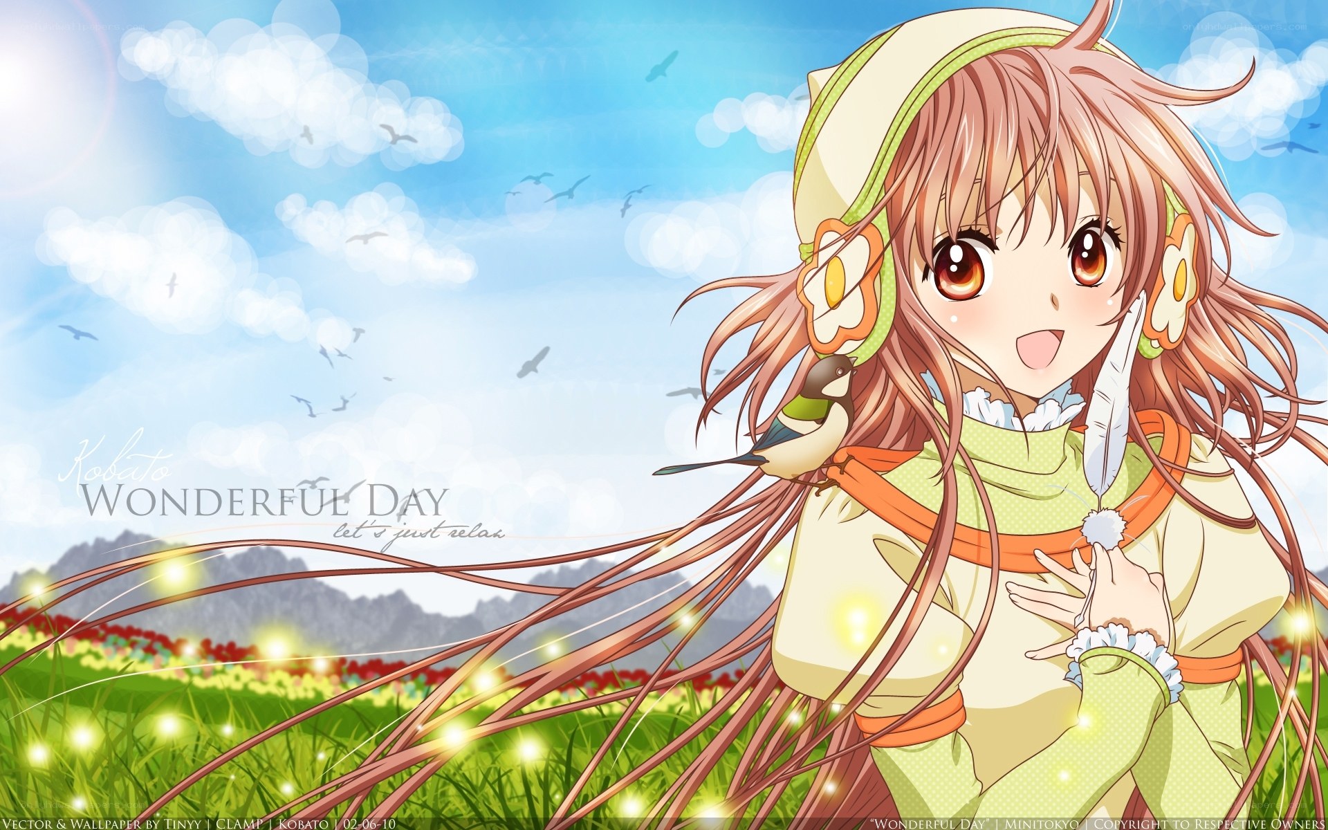 Anime girl in a sunny field