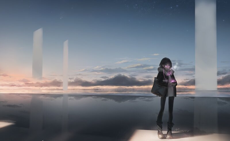 Anime girl in a surreal landscape