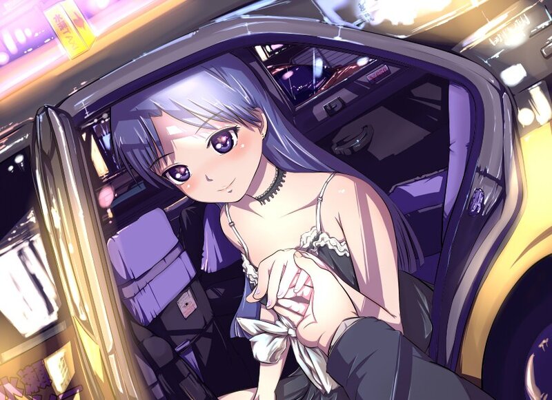 Anime girl in a taxi