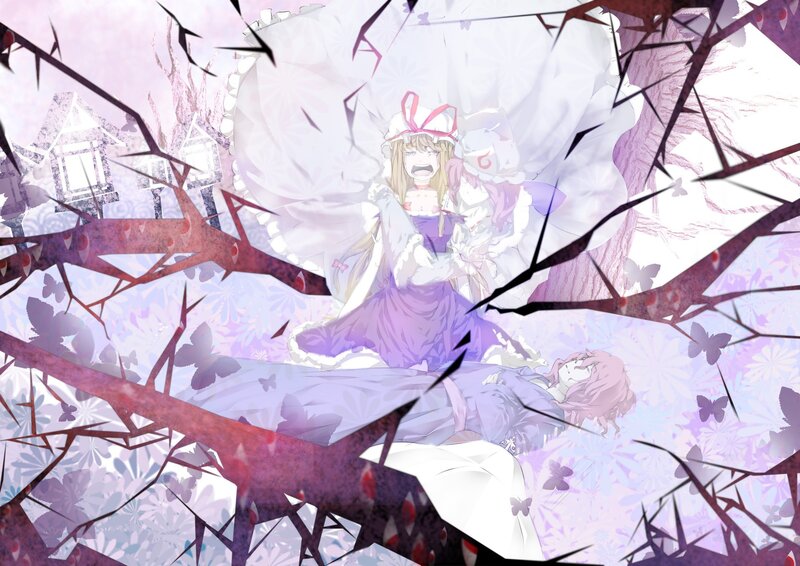 Anime girl in a thorny forest
