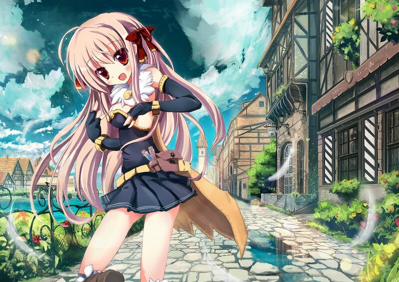 anime girl in a town