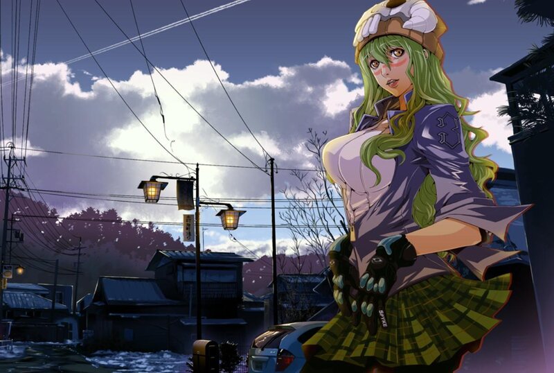 anime girl in a town