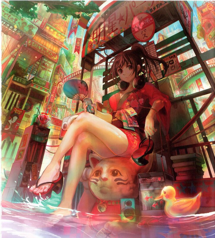 Anime girl in a vibrant city