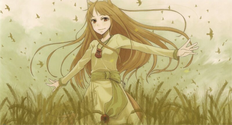 Anime girl in a wheat field
