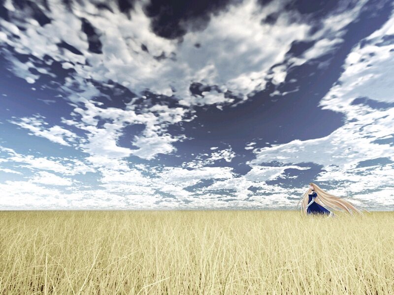 Anime girl in a wheat field
