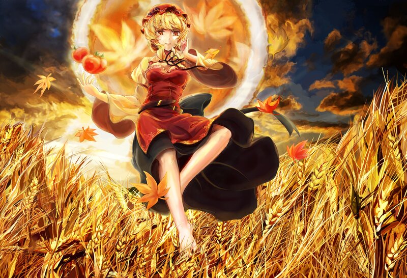 Anime girl in a wheat field