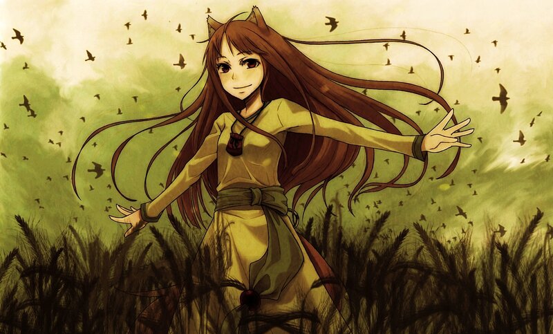 anime girl in a wheat field
