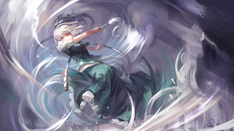 Anime girl in a whirlwind