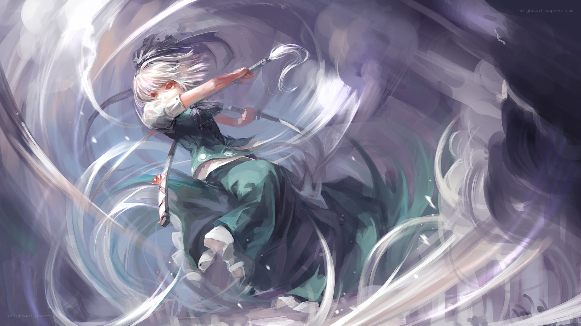 Anime girl in a whirlwind