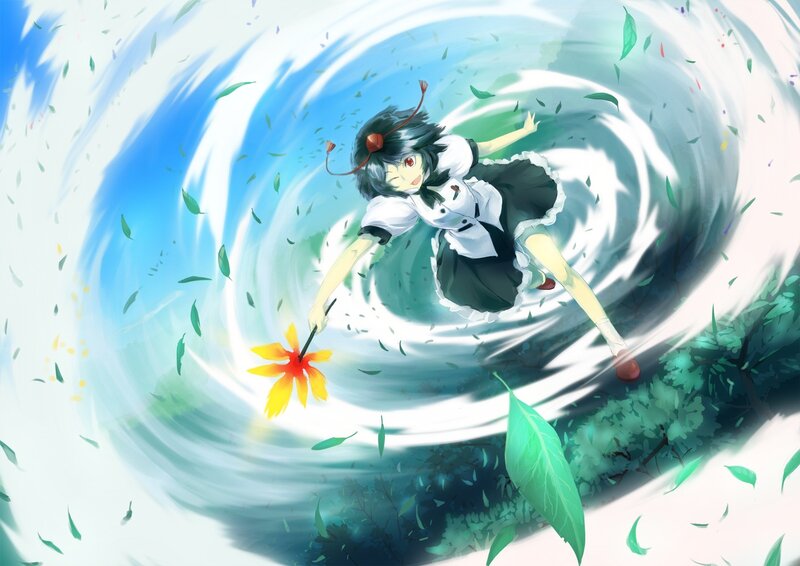 anime girl in a wind vortex