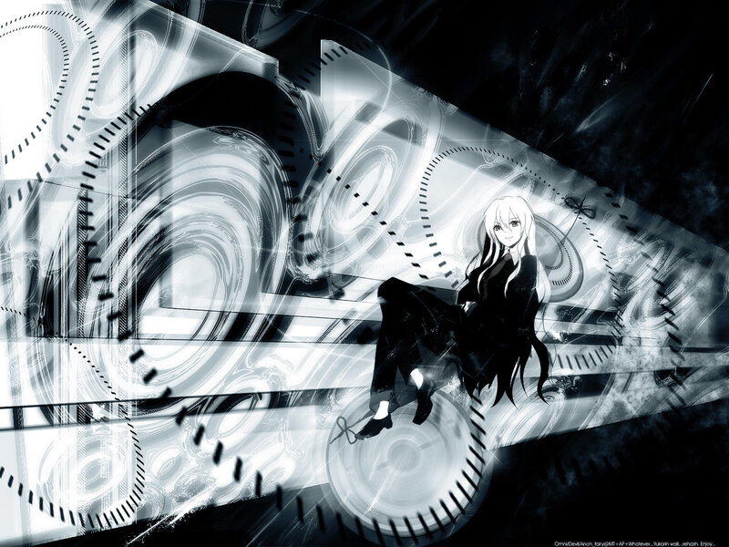 anime girl in abstract space