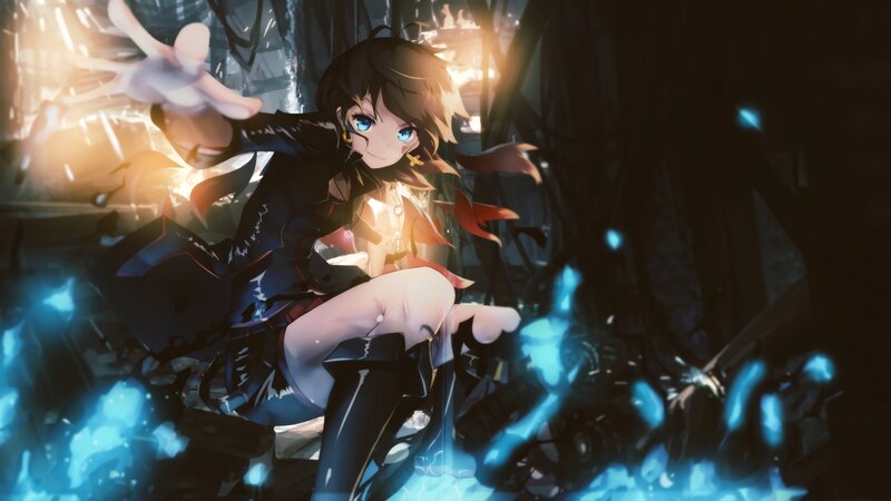 Anime Girl in Action — Black