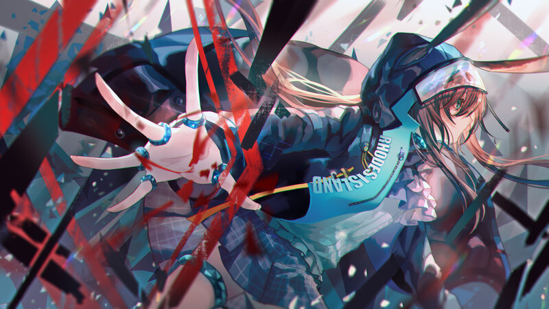 Anime Girl in Action — Blue, Dramatic