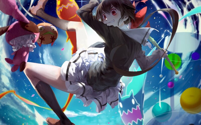 Anime Girl in Action — Blue, Dynamic, Energetic