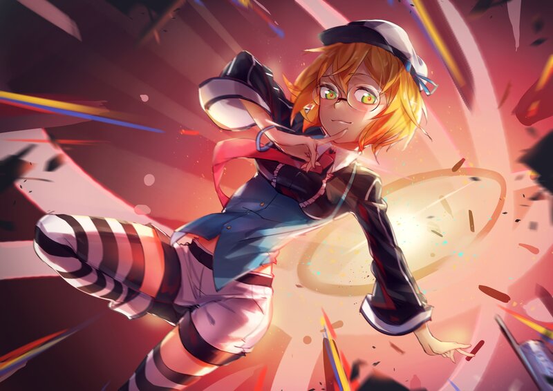 Anime Girl in Action — Orange, Dynamic, Energetic
