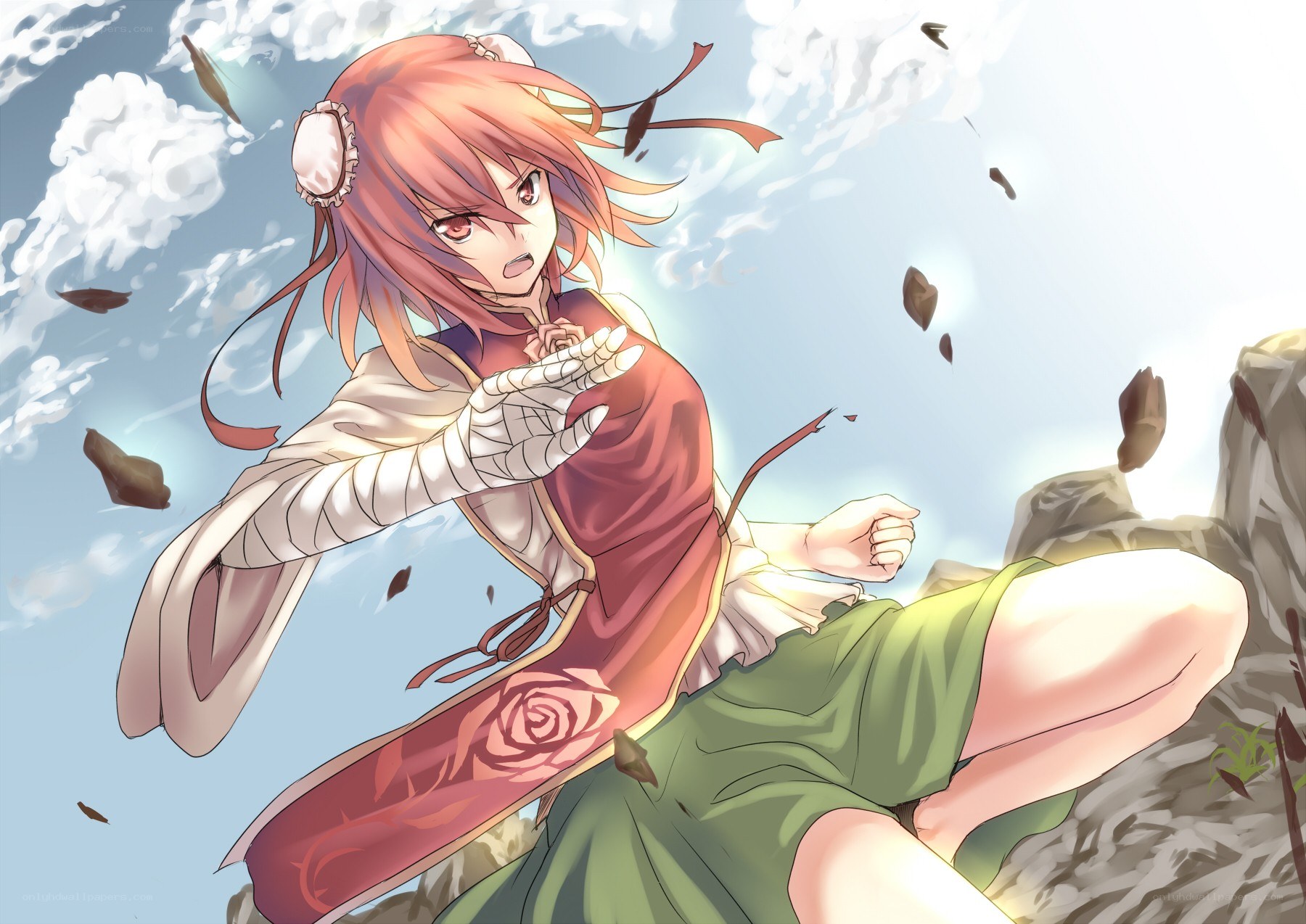 Anime girl in action pose