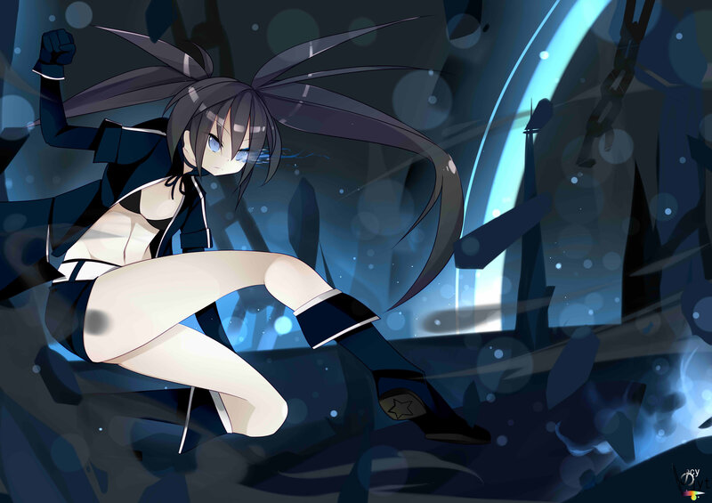 Anime Girl in Action Pose — Blue