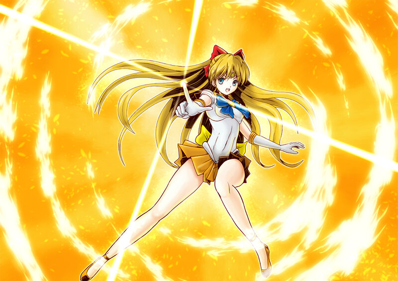 Anime Girl in Action — Yellow