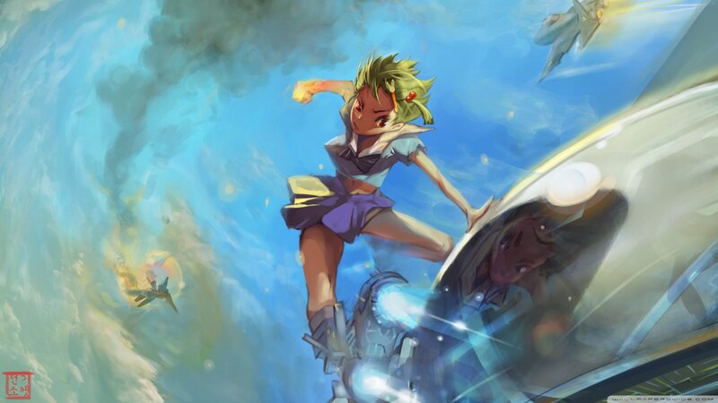 anime girl in aerial combat
