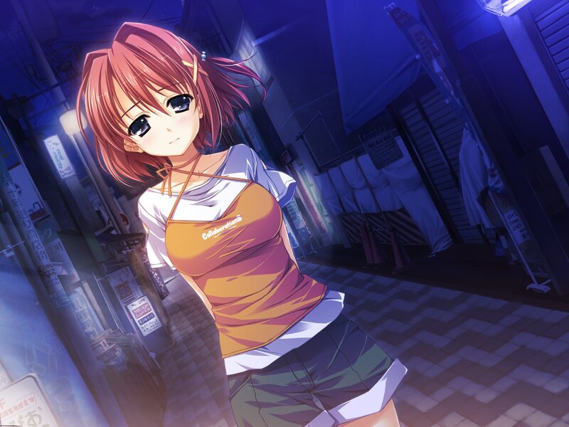 anime girl in alley at night