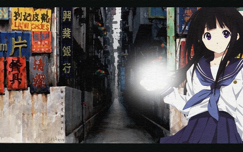 Anime Girl in Alley — Blue, Dramatic, Night, School Uniform