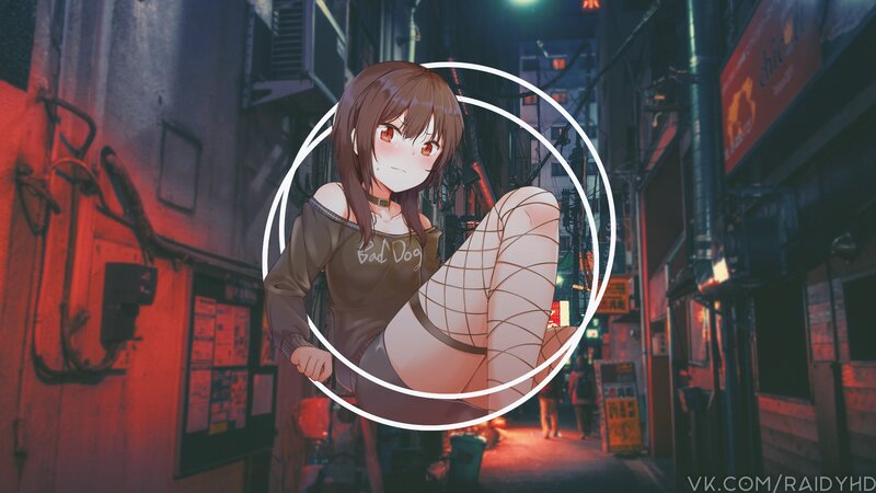 Anime Girl in Alley — Red, Nocturnal
