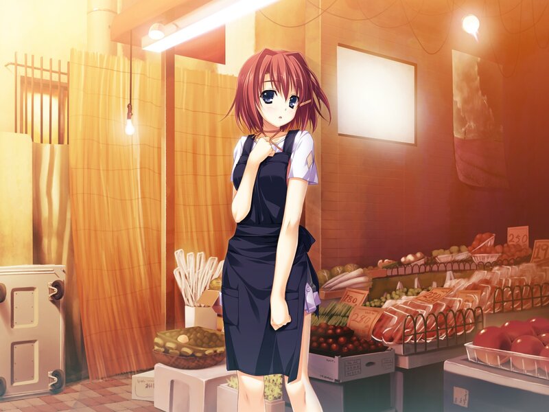 Anime Girl in Apron — Orange, Warm