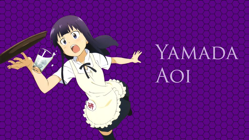 Anime Girl in Apron — Purple, Surprised