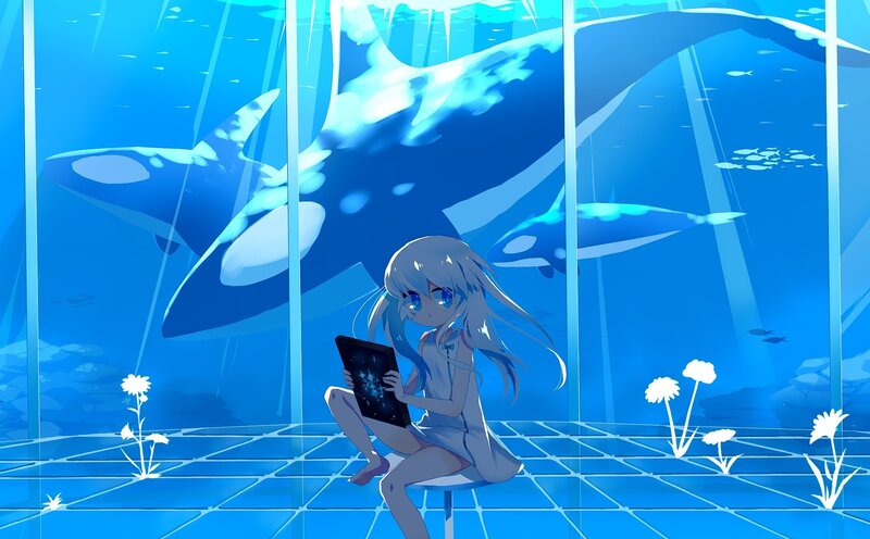 anime girl in aquarium