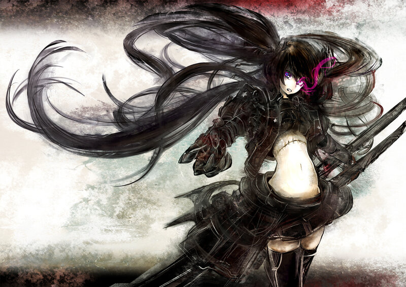 Anime Girl in Armor — Black, Dramatic