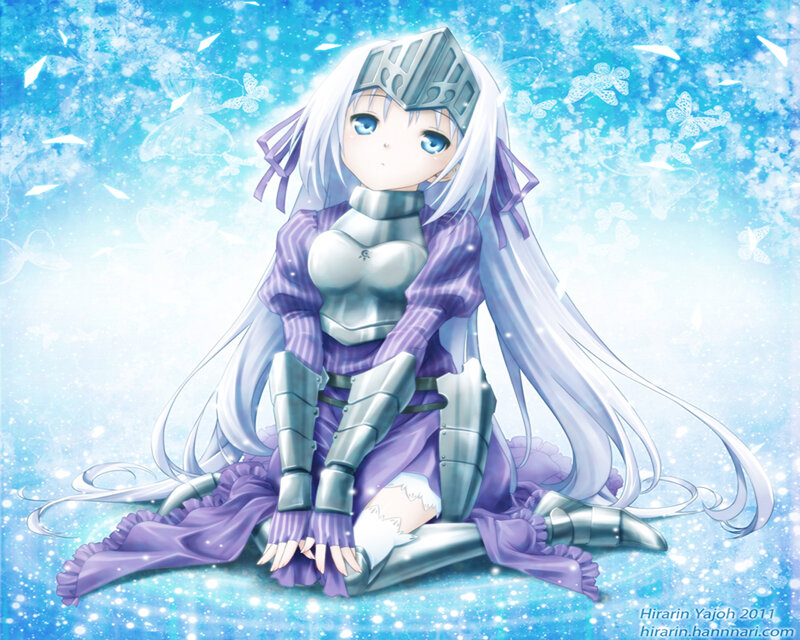 Anime Girl in Armor — Blue, Serene
