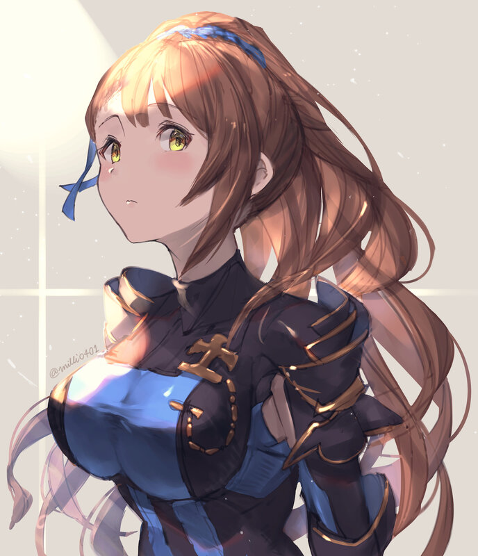 Anime Girl in Armor — Brown, Serene