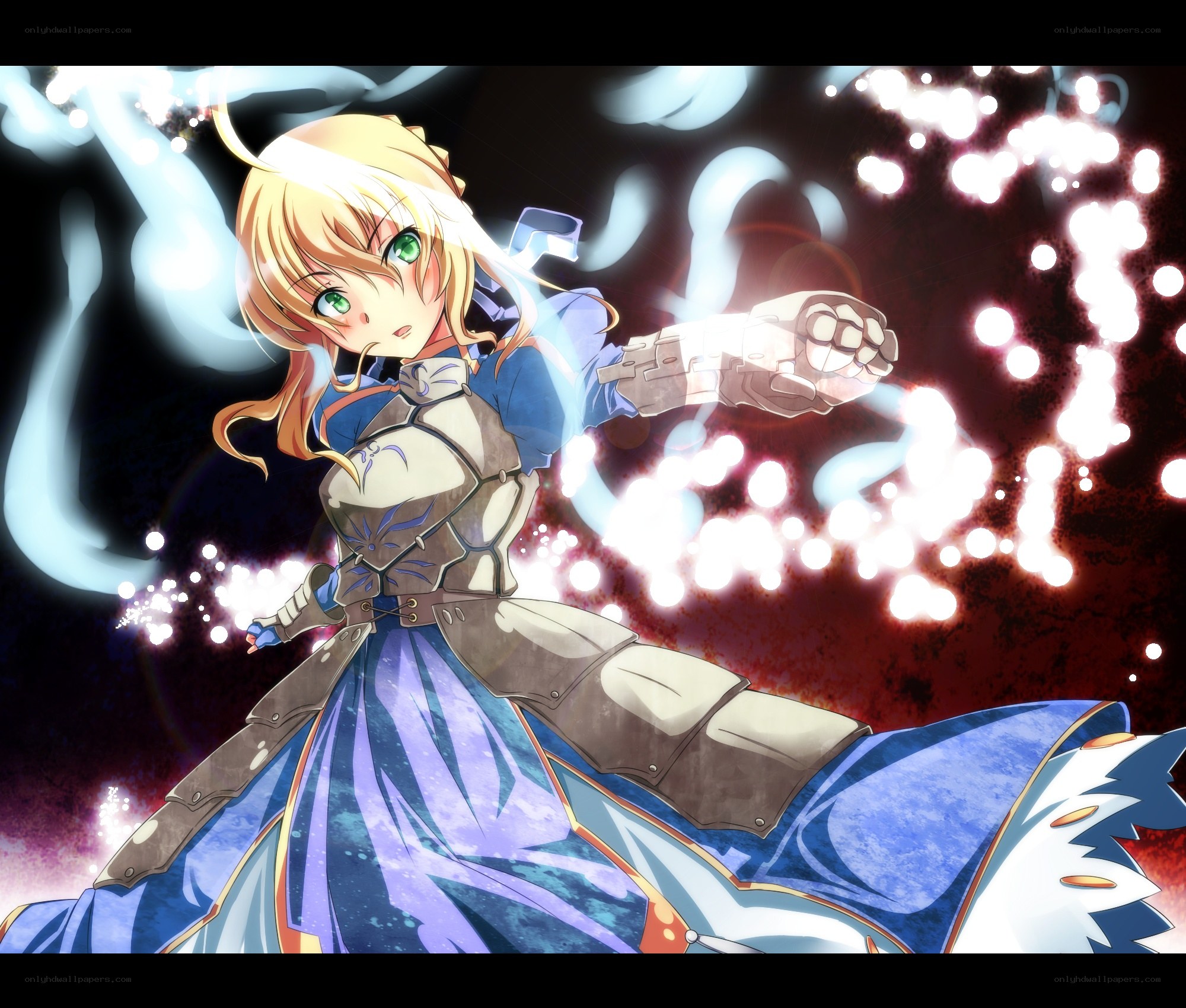 anime girl in armor casting spell