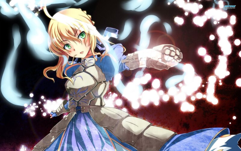 anime girl in armor fighting