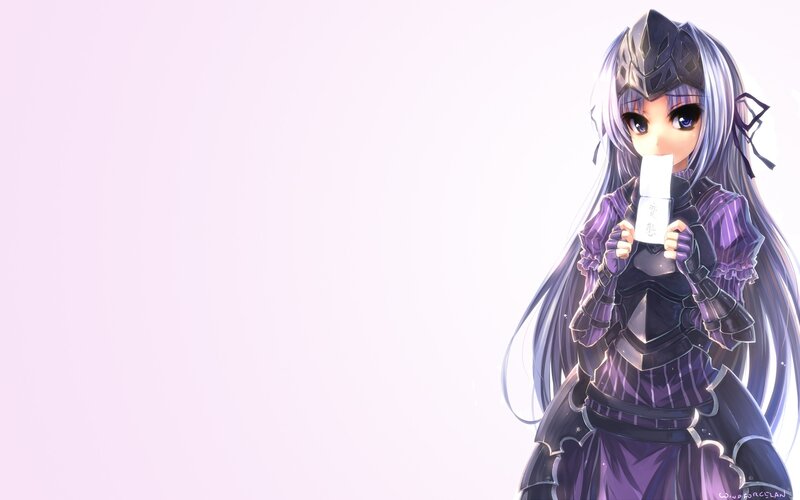Anime Girl in Armor — Purple, Calm, Digital Art, Long Hair
