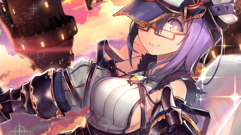 Anime Girl in Armor — Purple, Dramatic, Sunset
