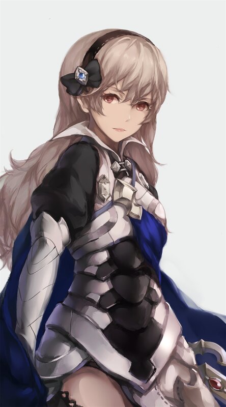 Anime Girl in Armor — White, Calm, Digital Art, Blue Cape