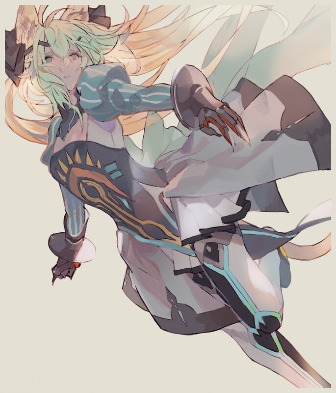Anime Girl in Armor — White, Dynamic