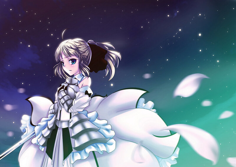 Anime Girl in Armor — White, Serene