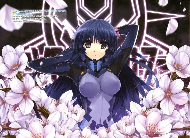 Anime girl in armor with flowers