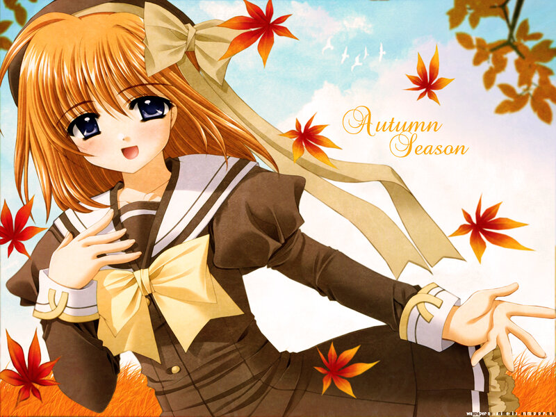 Anime girl in autumn