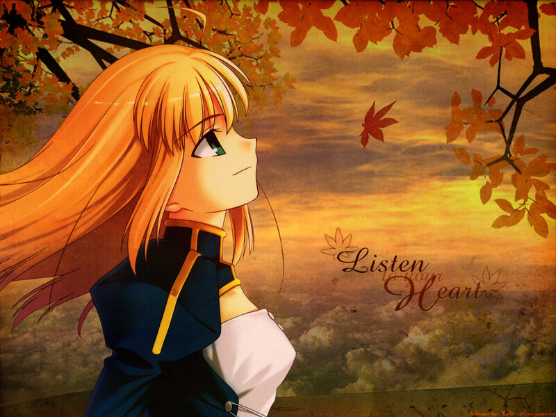 anime girl in autumn