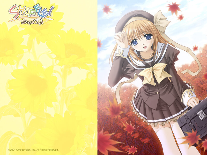 anime girl in autumn