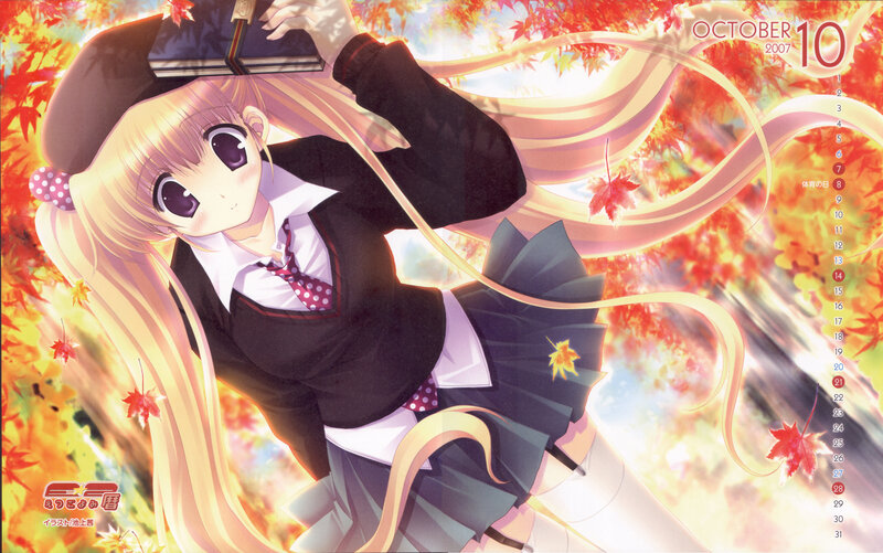 Anime girl in autumn