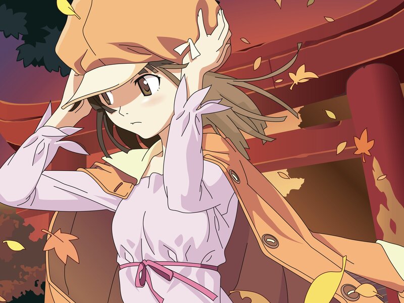 anime girl in autumn