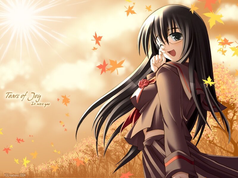Anime girl in autumn
